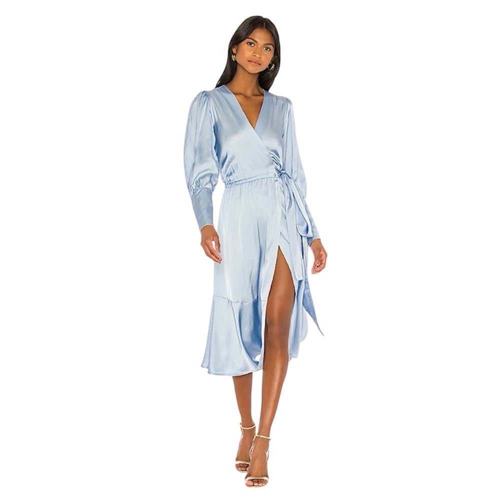 Brigitte Herskind X Revolve Harper Midi Dress Powder Blue Satin